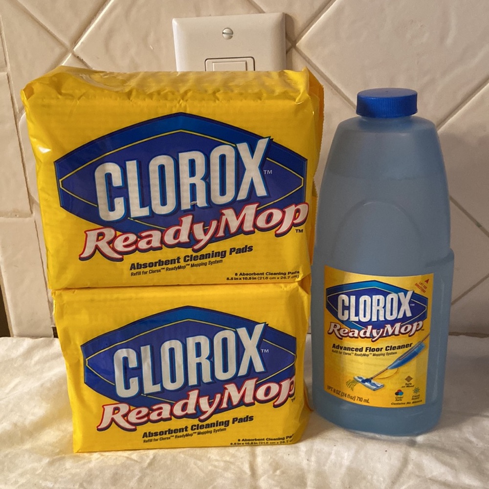 New Clorox Ready Mop cleaner 24 oz and  16 Ct absorbent cleansing pads